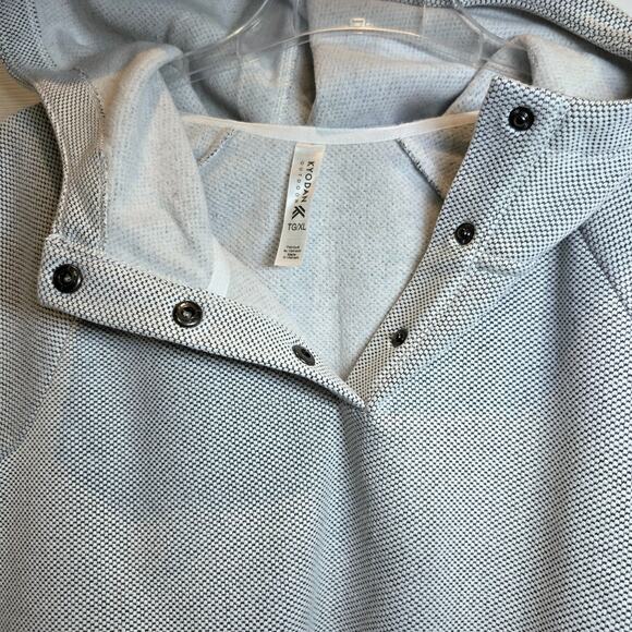 Kyoden Henley Sweatshirt Hoodie Hexagon Top Pullover Womens Sz XL Gray - Picture 8 of 16